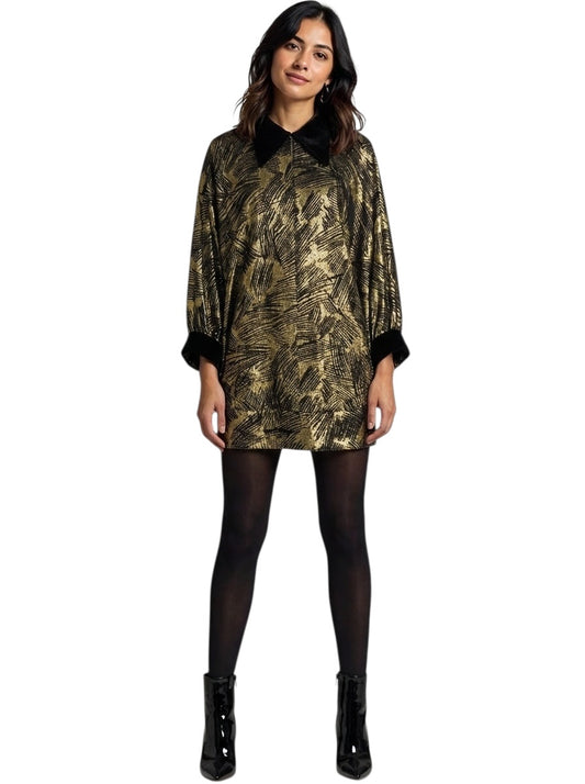 2005 Lamé & Velvet Cocoon Dress, Size-8