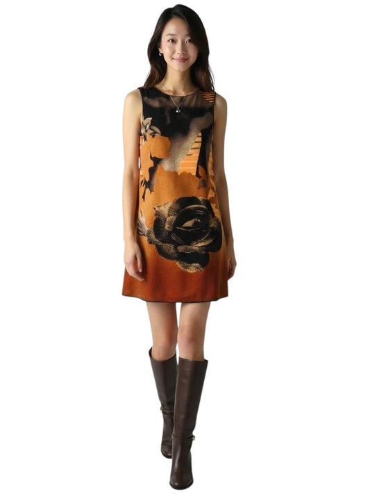 2007 Printed Velveteen Shift  Dress, Size-4