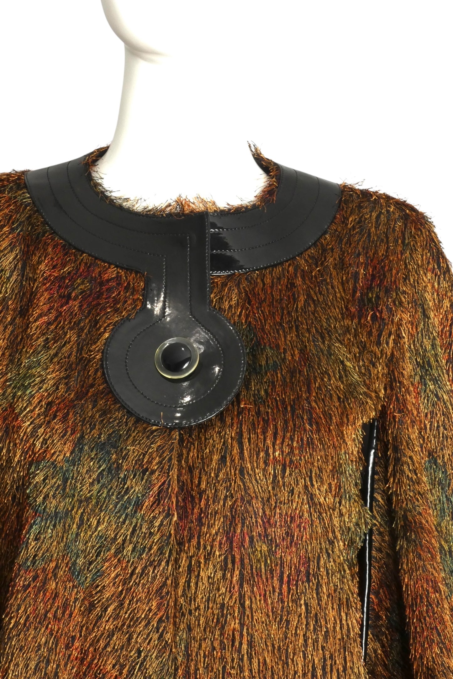 PIERRE CARDIN (HAUTE COUTURE)-1980s Eyelash & Patent Coat, Size-10