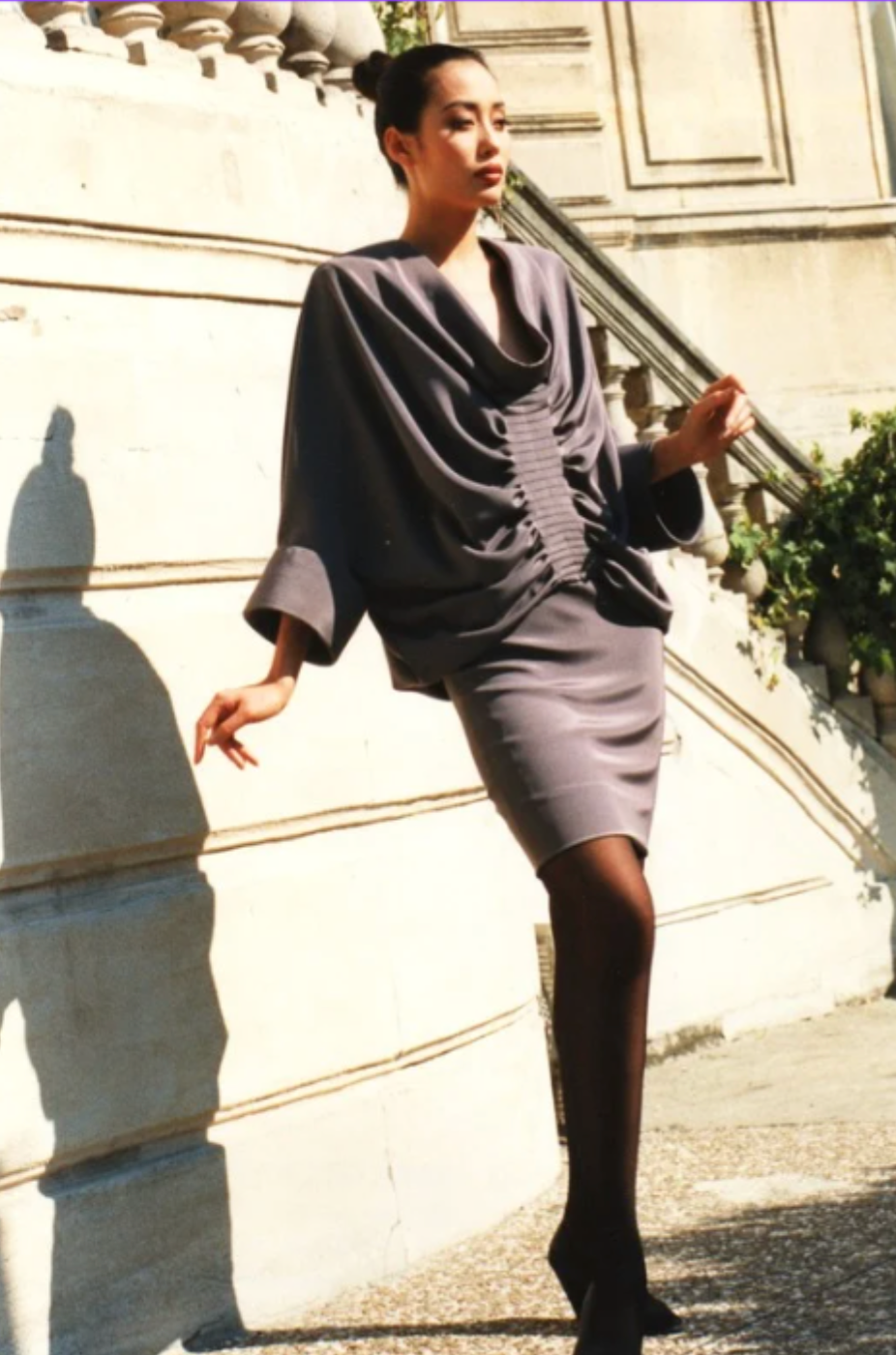 PIERRE CARDIN-1990 Raspberry Charmeuse Dress, Size-O/S