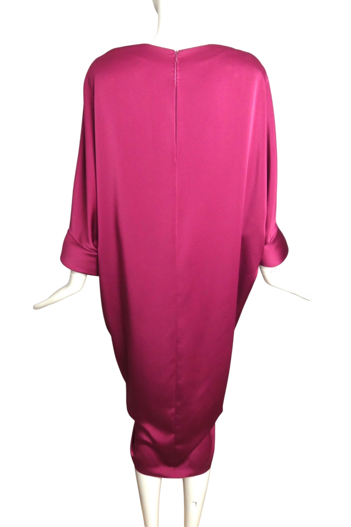 PIERRE CARDIN-1990 Raspberry Charmeuse Dress, Size-O/S