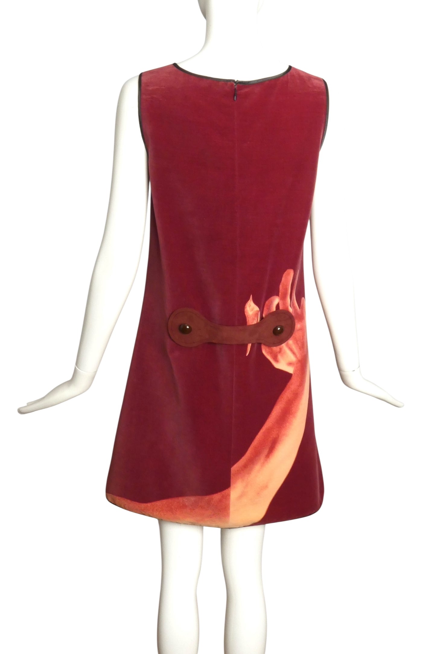 PIERRE CARDIN- 2007 Printed Velveteen Trapeze Dress, Size 2
