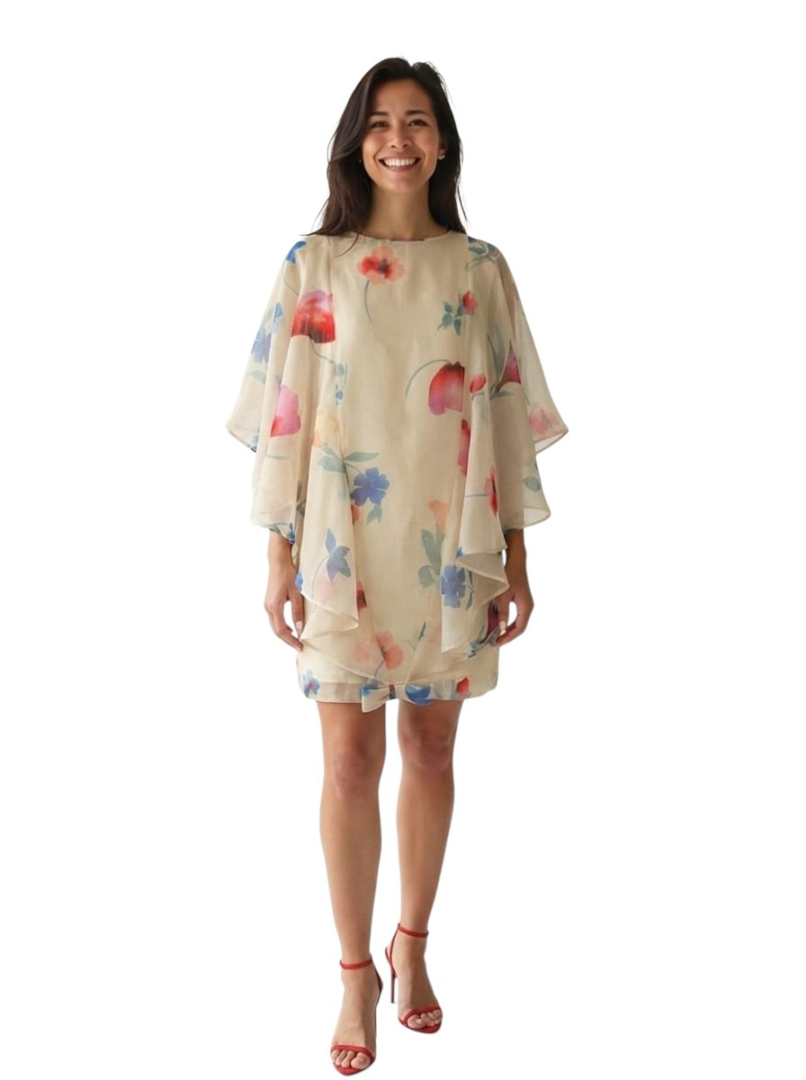 1998 Floral Silk Organza Dress, Size-14