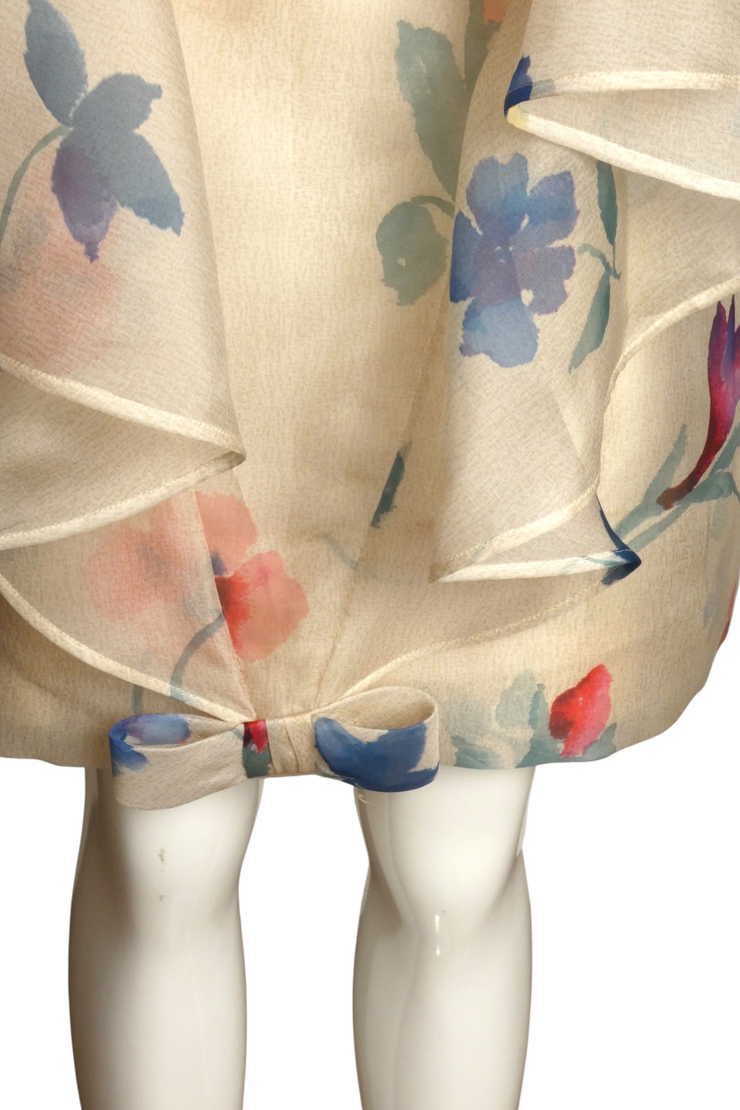 PIERRE CARDIN BOUTIQUE-1998 Floral Silk Organza Dress, Size-14