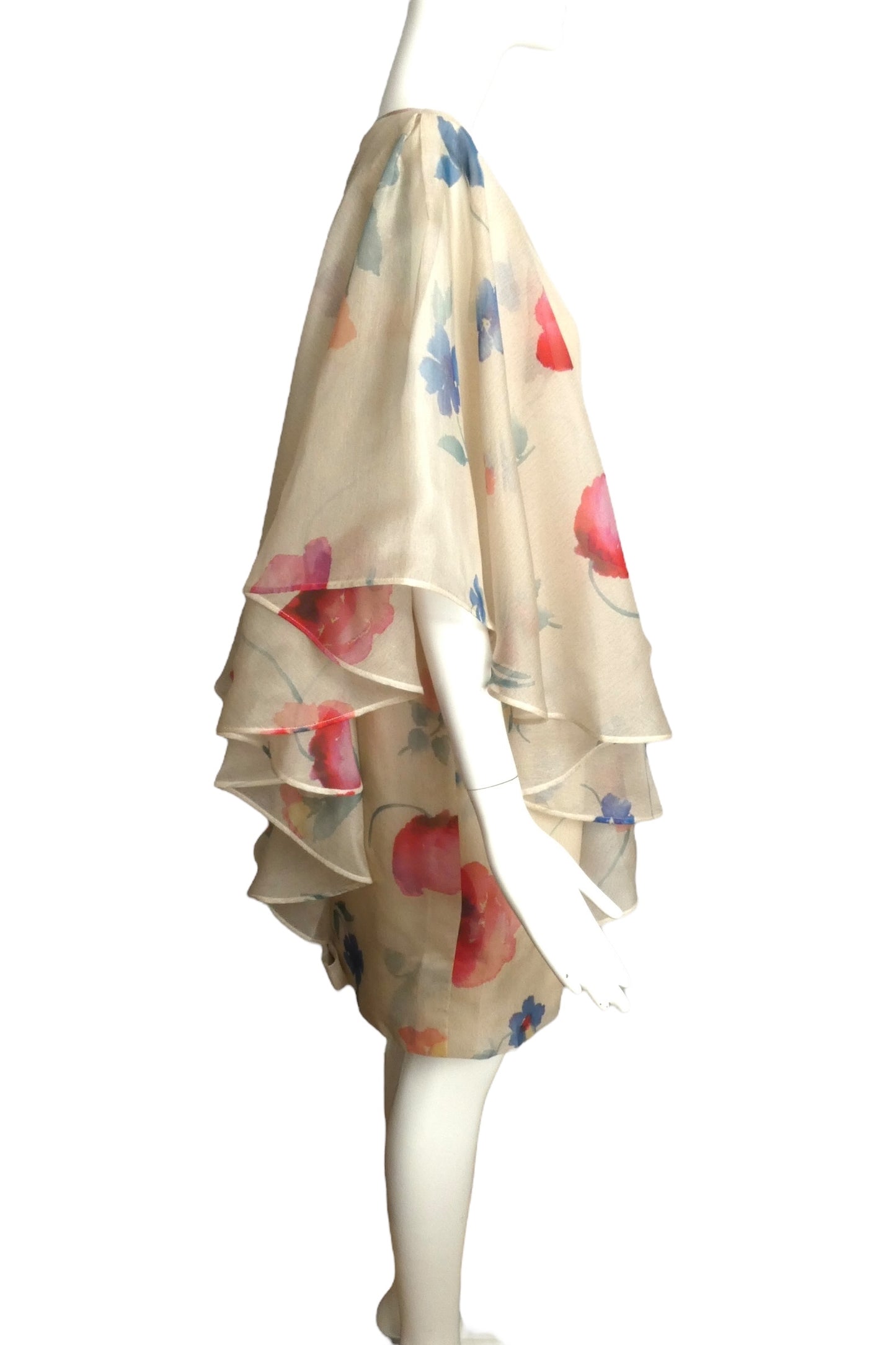 PIERRE CARDIN BOUTIQUE-1998 Floral Silk Organza Dress, Size-14