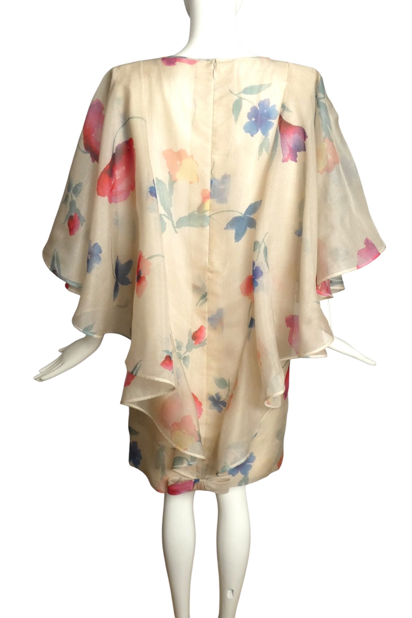 PIERRE CARDIN BOUTIQUE-1998 Floral Silk Organza Dress, Size-14