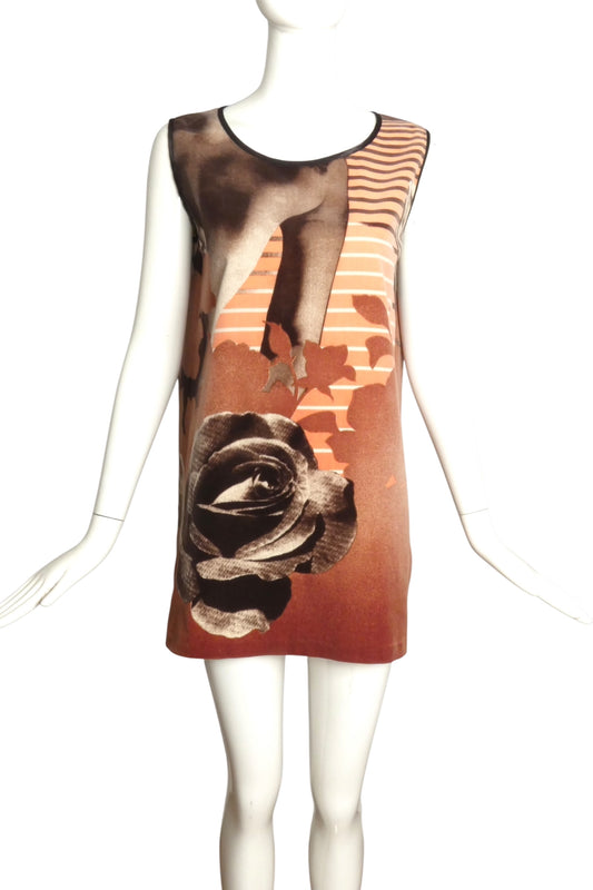 PIERRE CARDIN- 2007 Printed Velveteen Trapeze Dress, Size-8