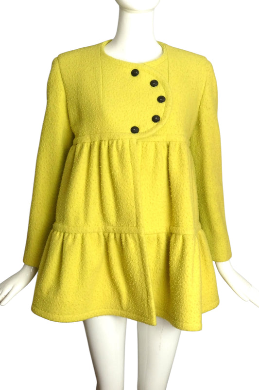 PIERRE CARDIN (HAUTE COUTURE)-2009 Yellow Textured Wool Jacket, Size-8