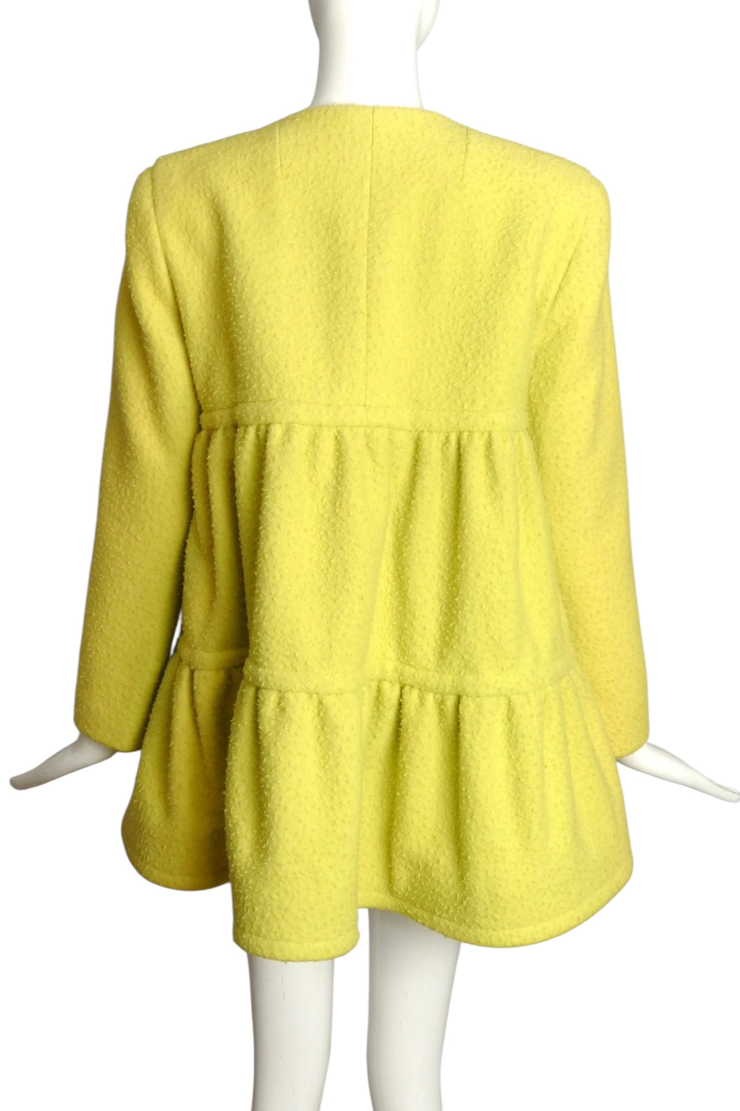PIERRE CARDIN (HAUTE COUTURE)-2009 Yellow Textured Wool Jacket, Size-8