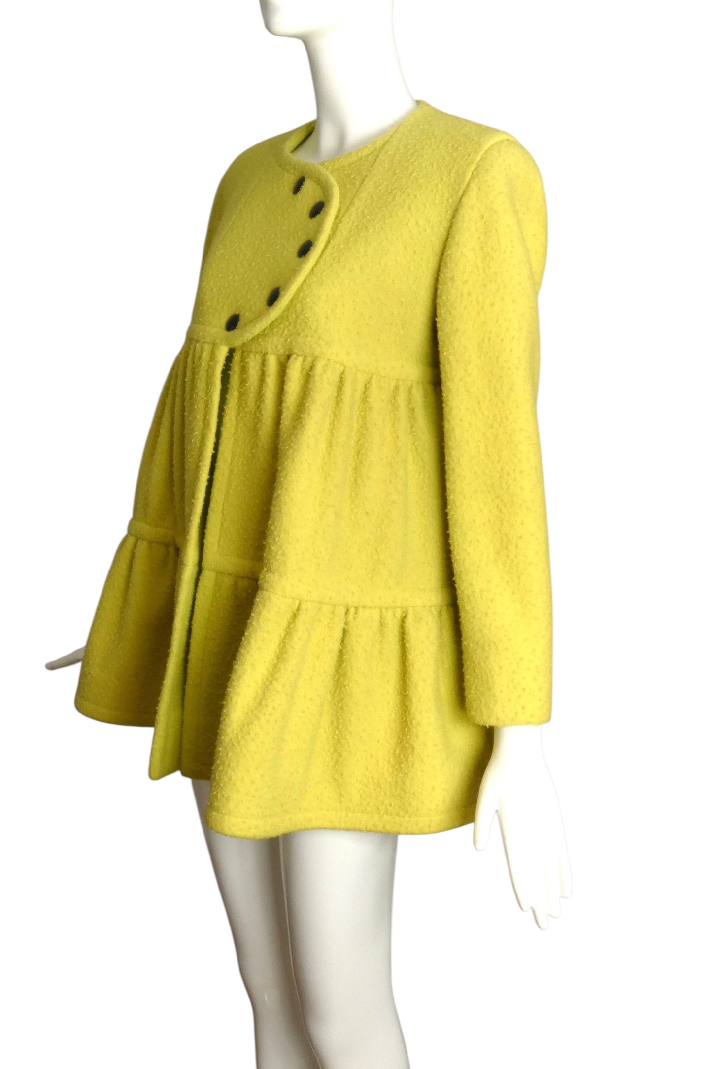 PIERRE CARDIN (HAUTE COUTURE)-2009 Yellow Textured Wool Jacket, Size-8