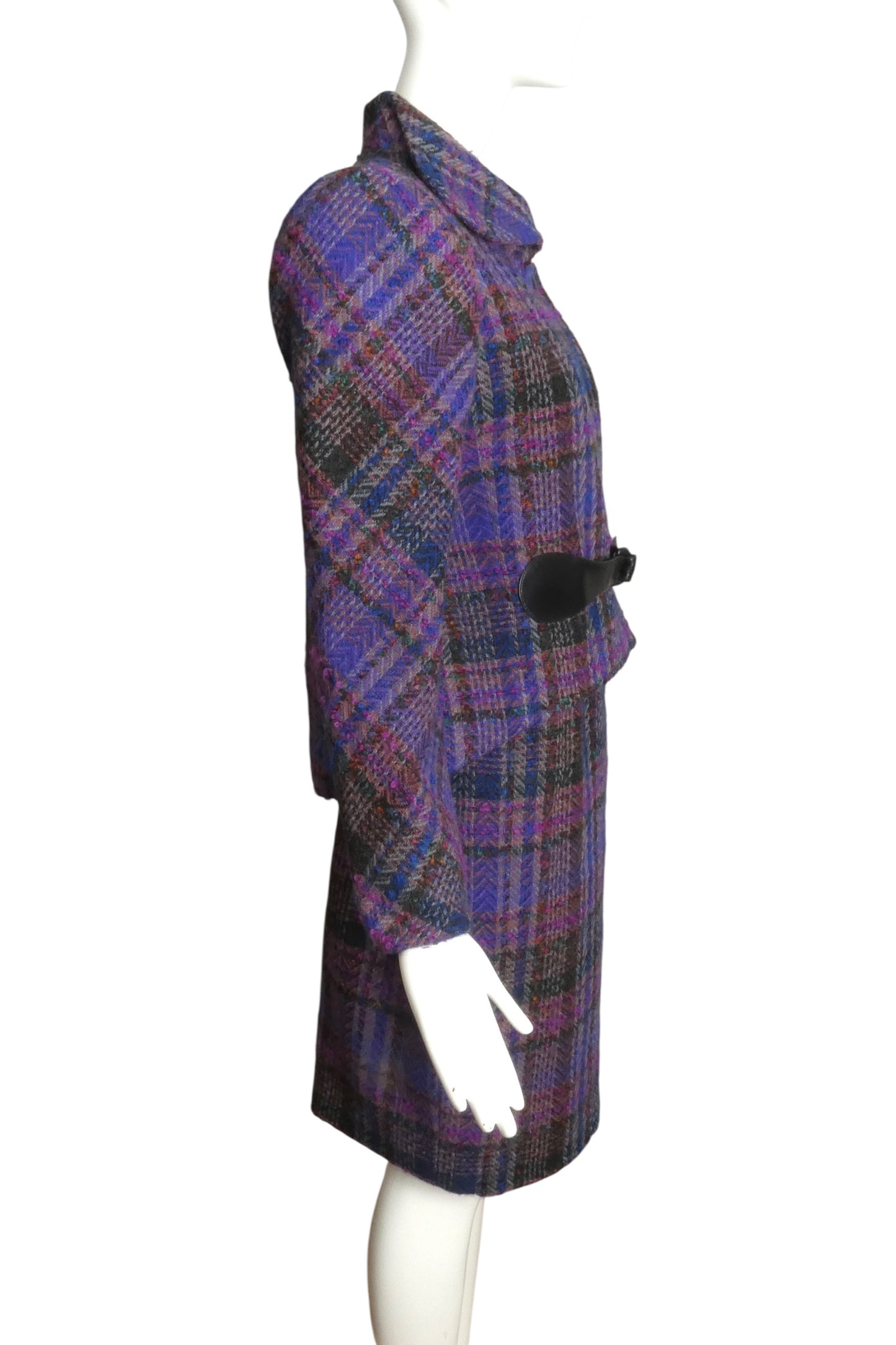 PIERRE CARDIN (HAUTE COUTURE)-1990s Wool Plaid Skirt Suit, Size-8