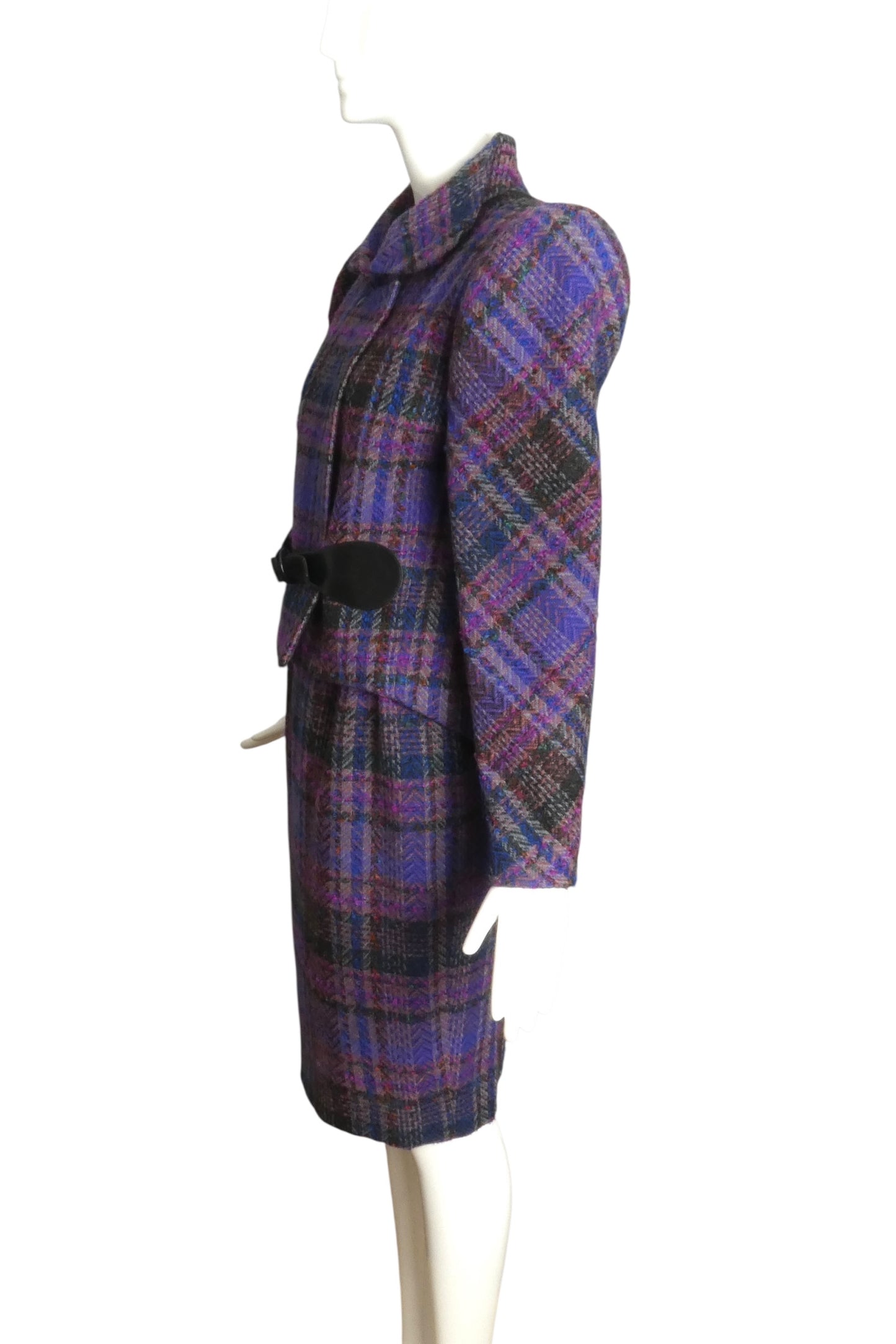 PIERRE CARDIN (HAUTE COUTURE)-1990s Wool Plaid Skirt Suit, Size-8