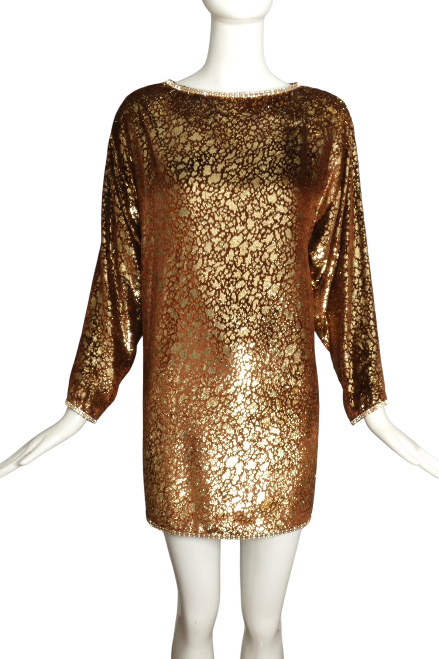 PIERRE CARDIN BOUTIQUE-1990s Metallic Velvet Dress, Size-8