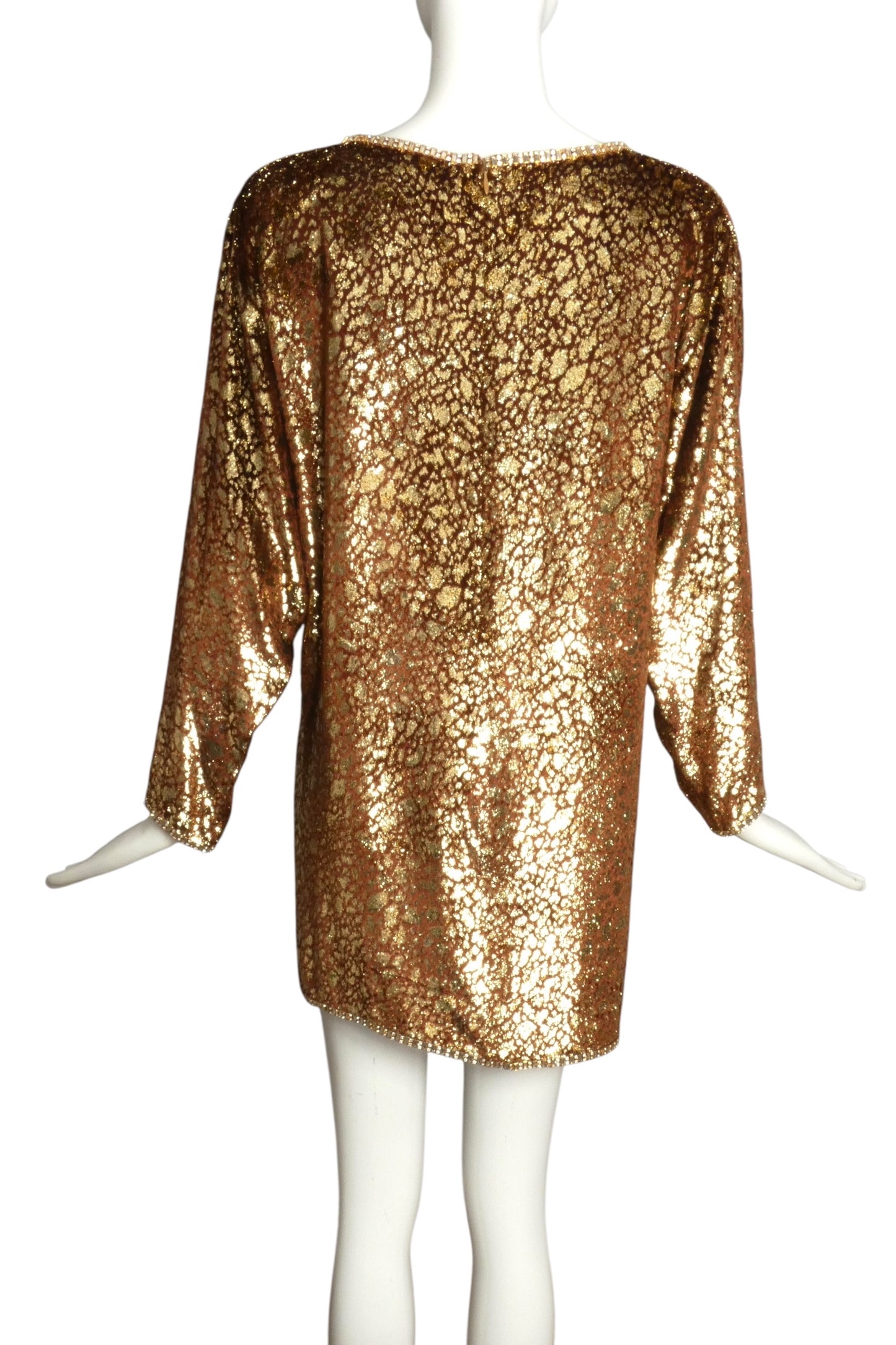PIERRE CARDIN BOUTIQUE-1990s Metallic Velvet Dress, Size-8