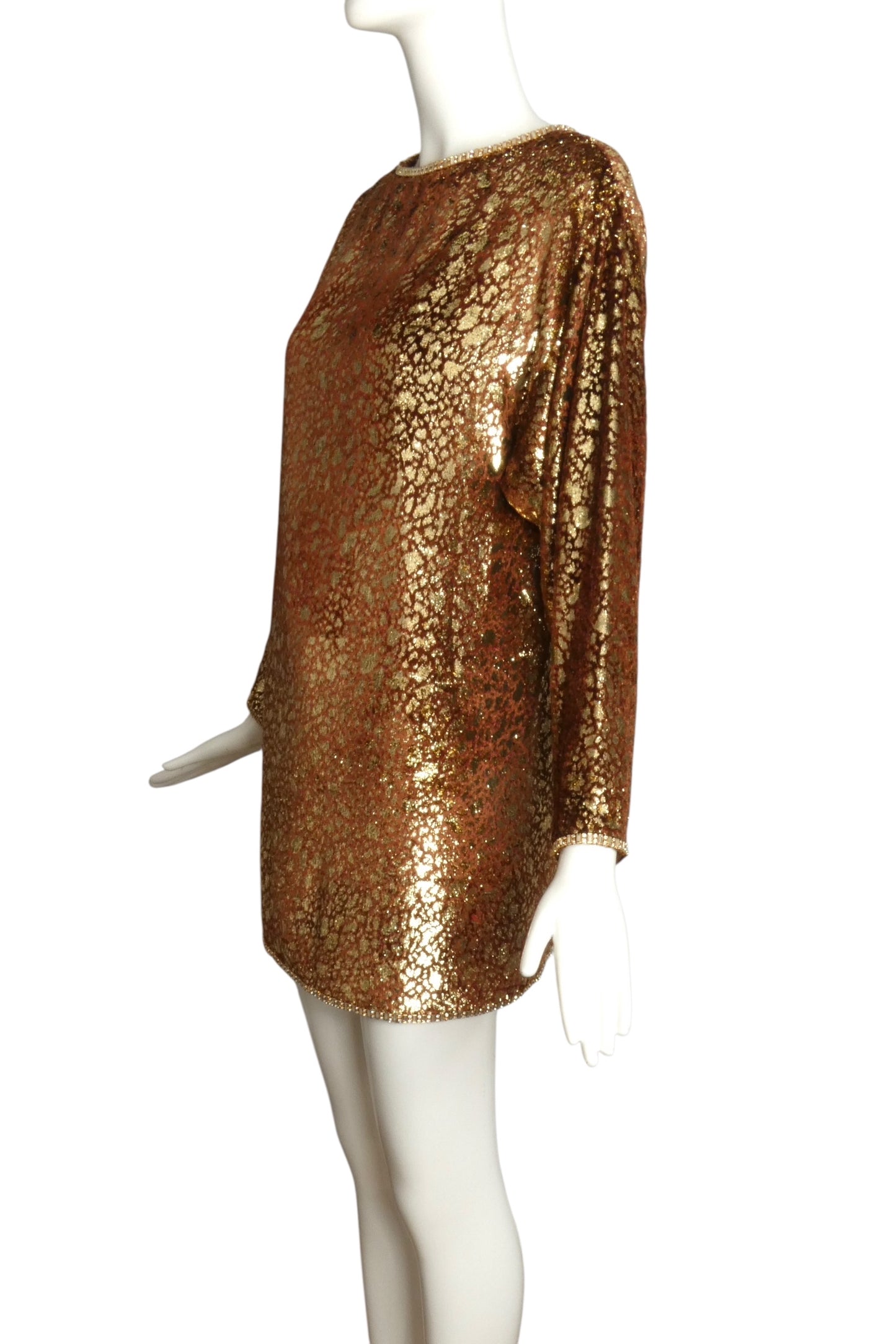 PIERRE CARDIN BOUTIQUE-1990s Metallic Velvet Dress, Size-8