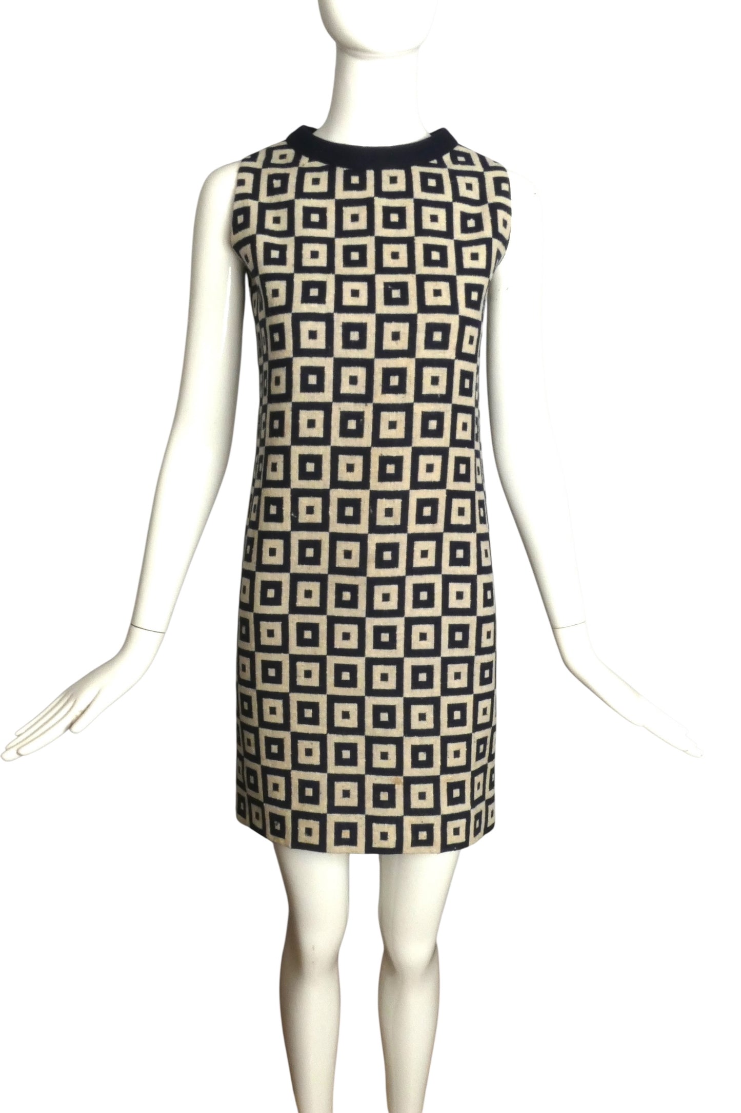 PIERRE CARDIN (HAUTE COUTURE)- 1970 Linen Dress & Jacket Ensemble, Size-2