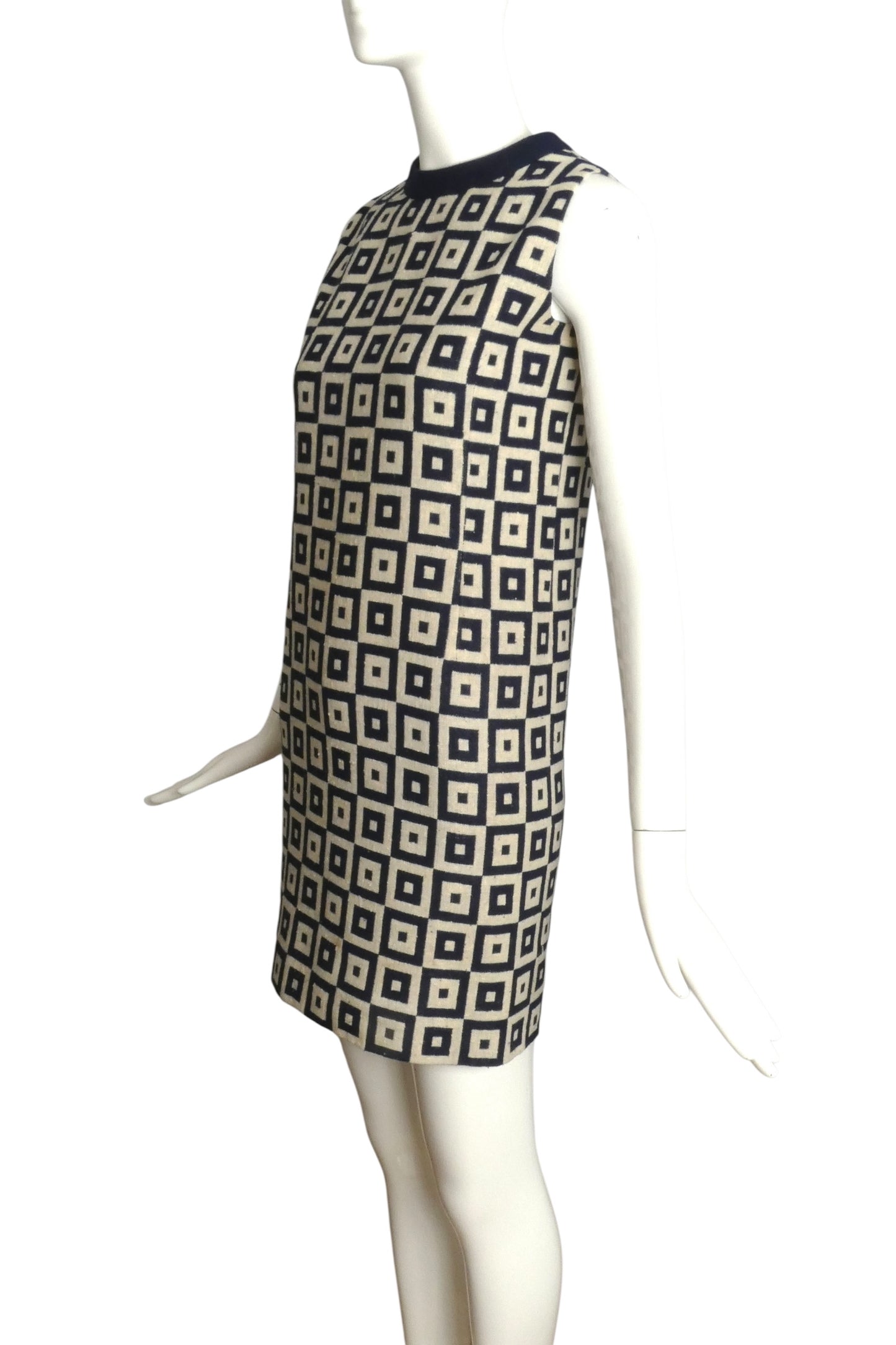 PIERRE CARDIN (HAUTE COUTURE)- 1970 Linen Dress & Jacket Ensemble, Size-2