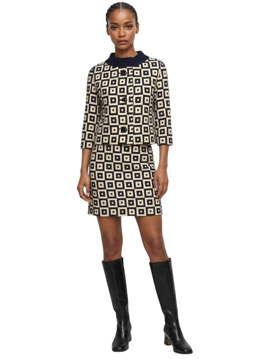 1970 Linen Dress & Jacket Ensemble, Size-2