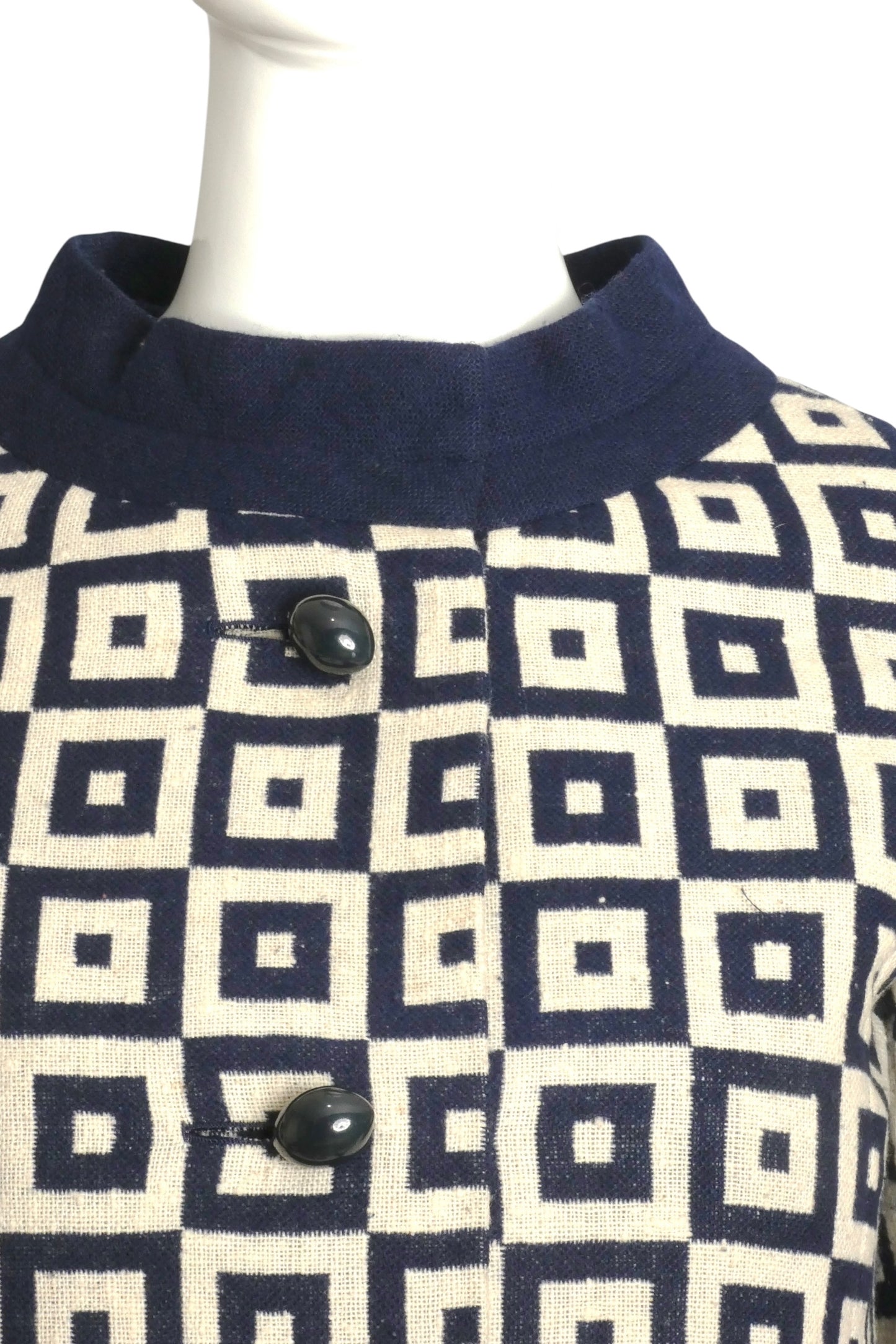 PIERRE CARDIN (HAUTE COUTURE)- 1970 Linen Dress & Jacket Ensemble, Size-2