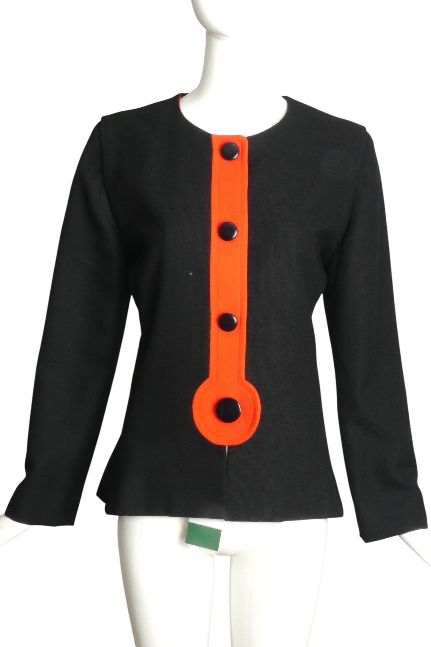 PIERRE CARDIN (HAUTE COUTURE)-1980s Black Wool Crepe Jacket, Size-6