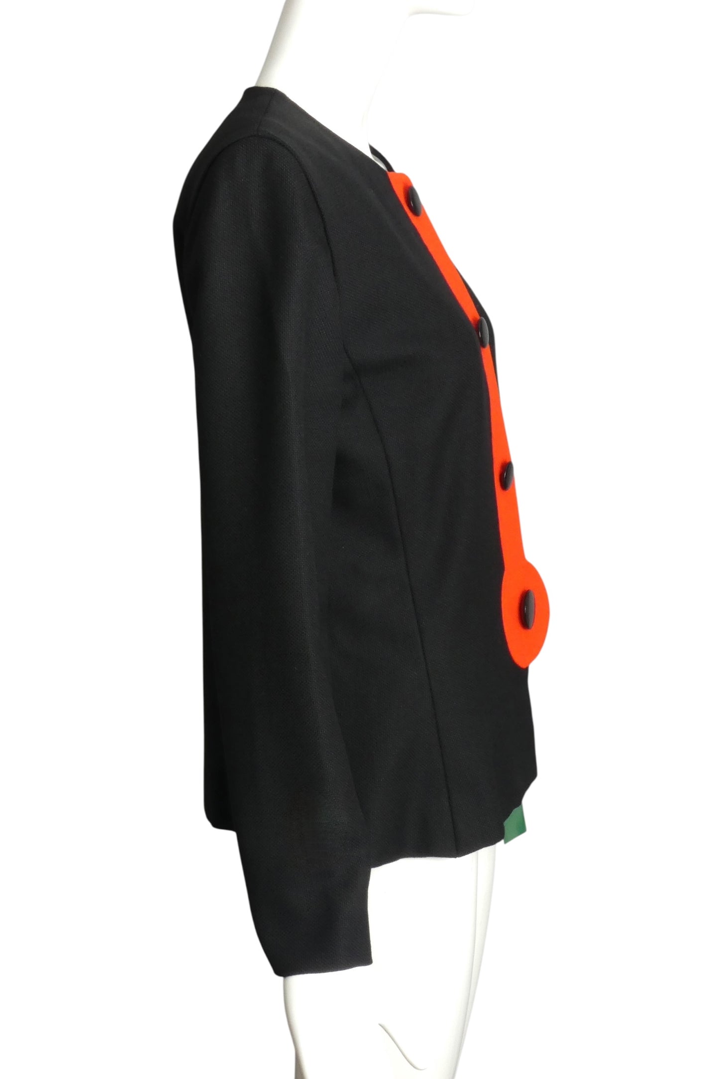 PIERRE CARDIN (HAUTE COUTURE)-1980s Black Wool Crepe Jacket, Size-6