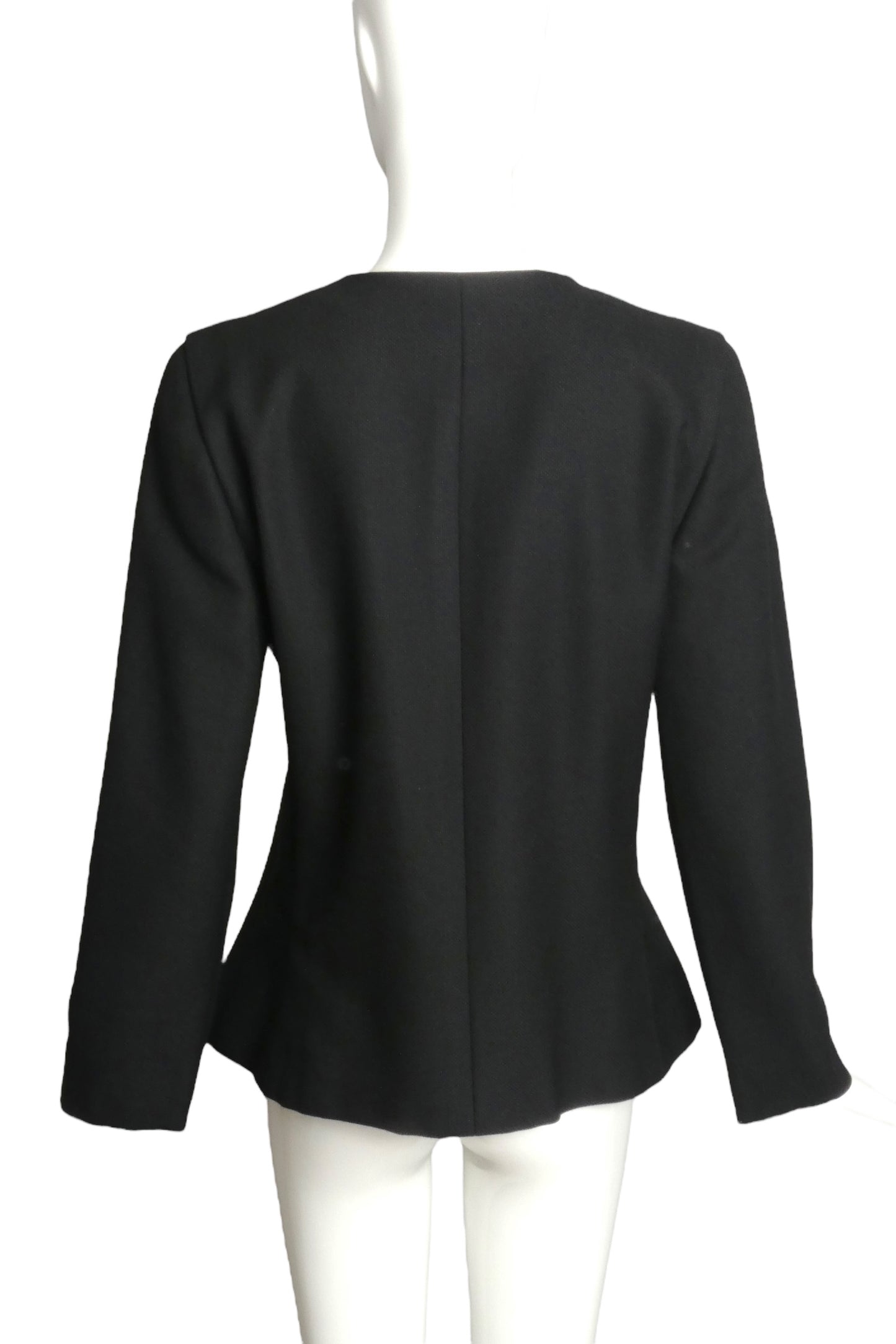 PIERRE CARDIN (HAUTE COUTURE)-1980s Black Wool Crepe Jacket, Size-6