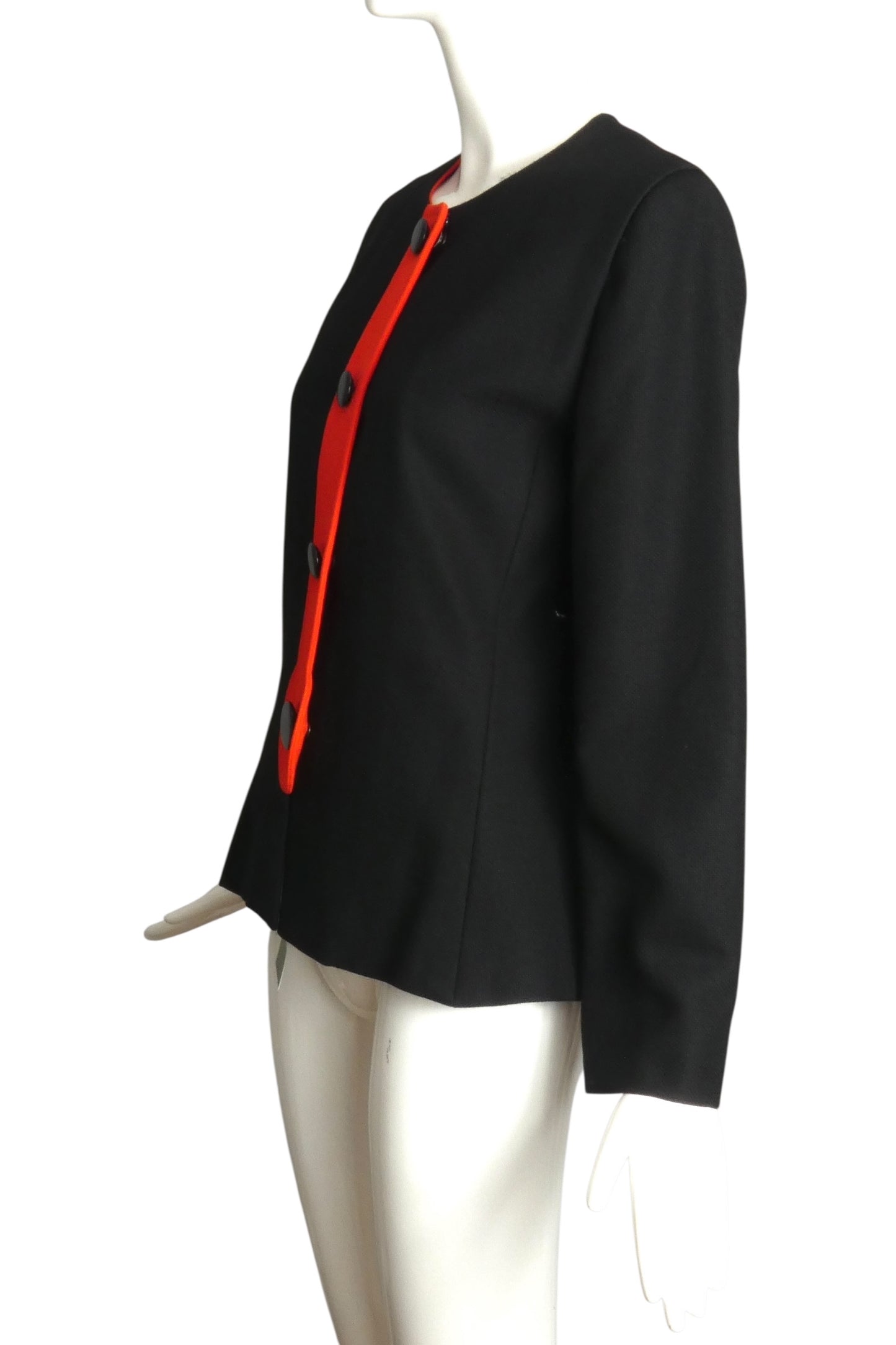 PIERRE CARDIN (HAUTE COUTURE)-1980s Black Wool Crepe Jacket, Size-6
