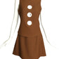 PIERRE CARDIN BOUTIQUE-1990s Brown 2pc Knit Skirt Ensemble, Size-4
