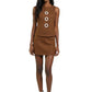 1990s Brown 2pc Knit Skirt Ensemble, Size-4