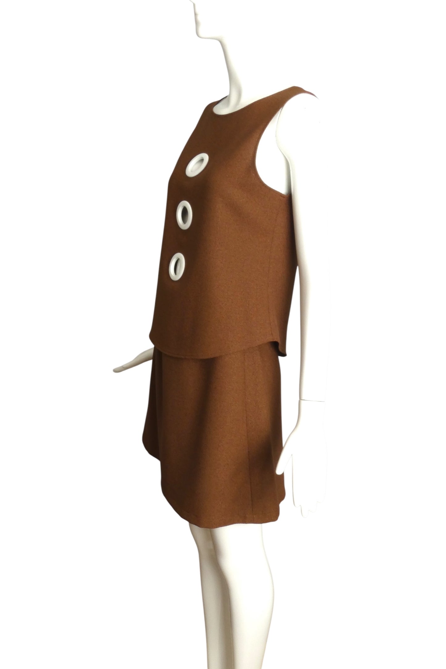 PIERRE CARDIN BOUTIQUE-1990s Brown 2pc Knit Skirt Ensemble, Size-4
