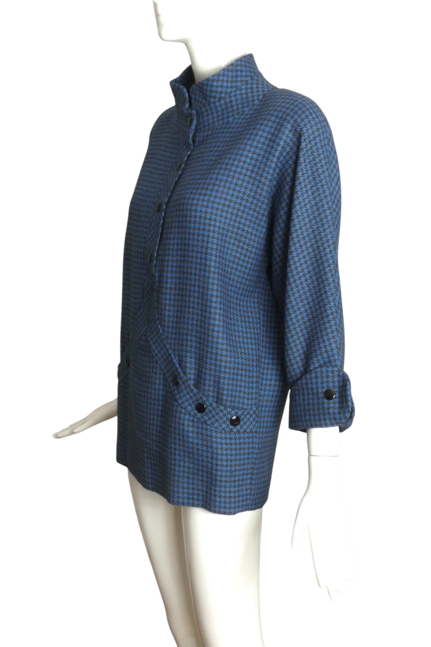 PIERRE CARDIN BOUTIQUE-1985 Wool Houndstooth Tunic, Size-6