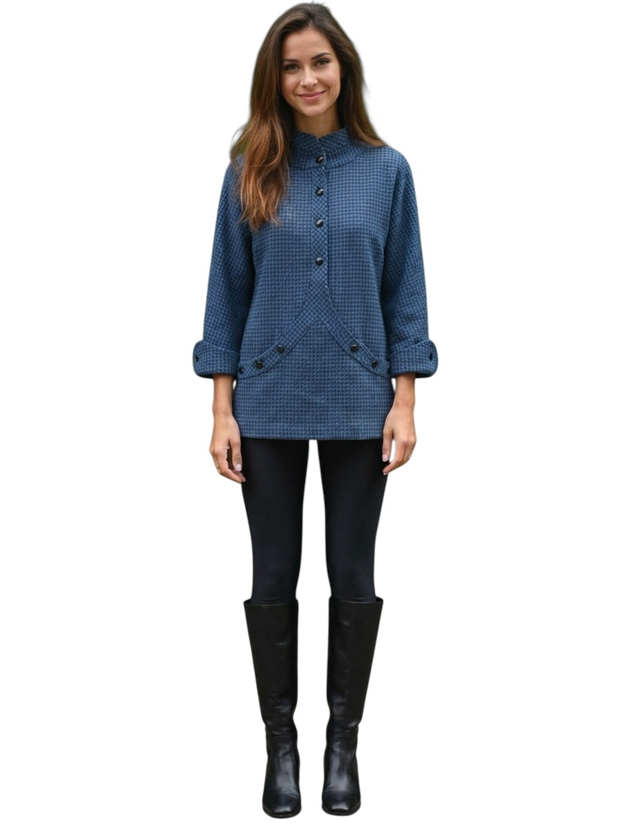 1985 Wool Houndstooth Tunic, Size-6
