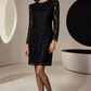 PIERRE CARDIN - 1990s Black Lace & Rhinestone Dress, Size-10