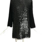 PIERRE CARDIN BOUTIQUE-1990s Black Sequin & Velvet Cocktail Dress, Size-12