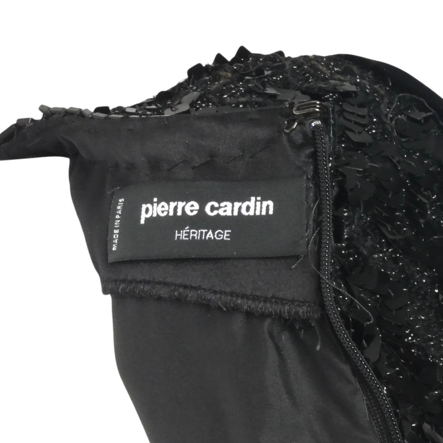 PIERRE CARDIN BOUTIQUE-1990s Black Sequin & Velvet Cocktail Dress, Size-12