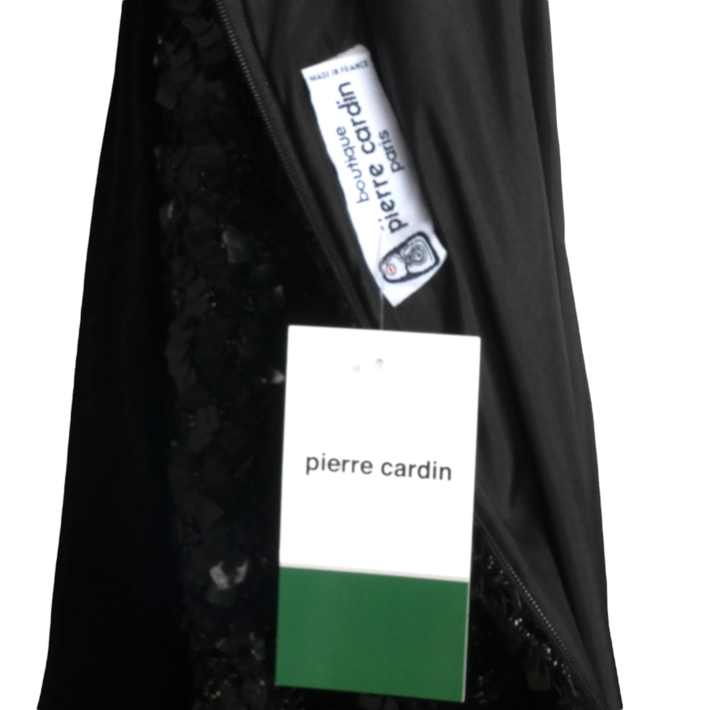 PIERRE CARDIN BOUTIQUE-1990s Black Sequin & Velvet Cocktail Dress, Size-12