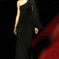 PIERRE CARDIN (HAUTE COUTURE)-2008 Black Jersey Knit Evening Dress, Size 4
