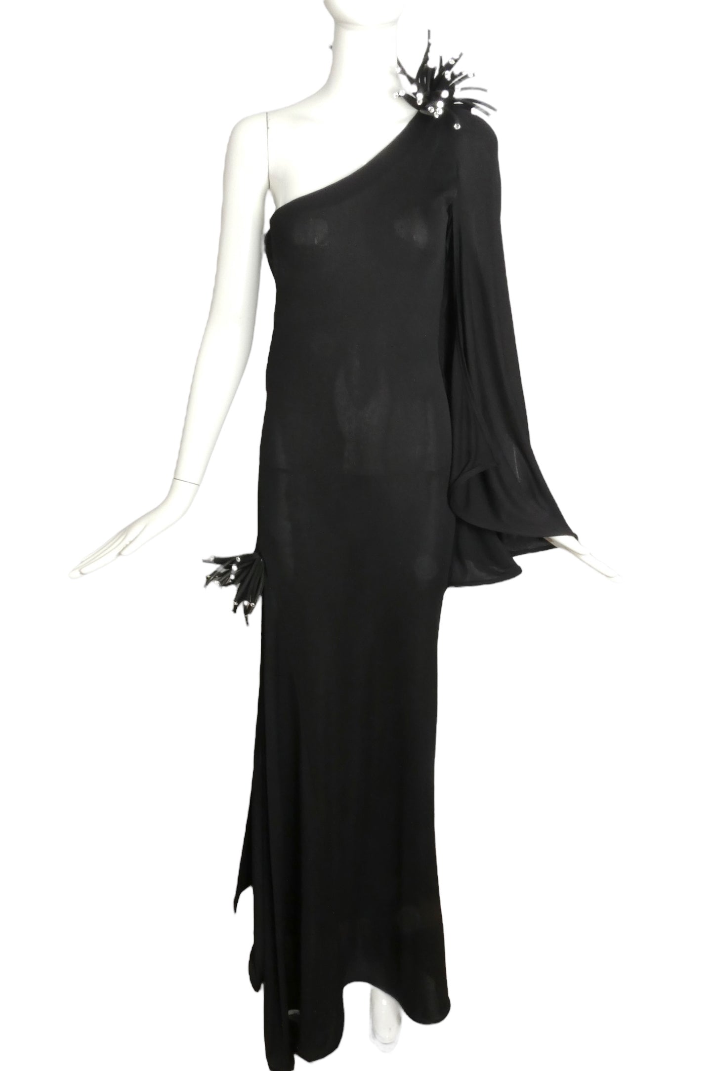 PIERRE CARDIN (HAUTE COUTURE)-2008 Black Jersey Knit Evening Dress, Size 4