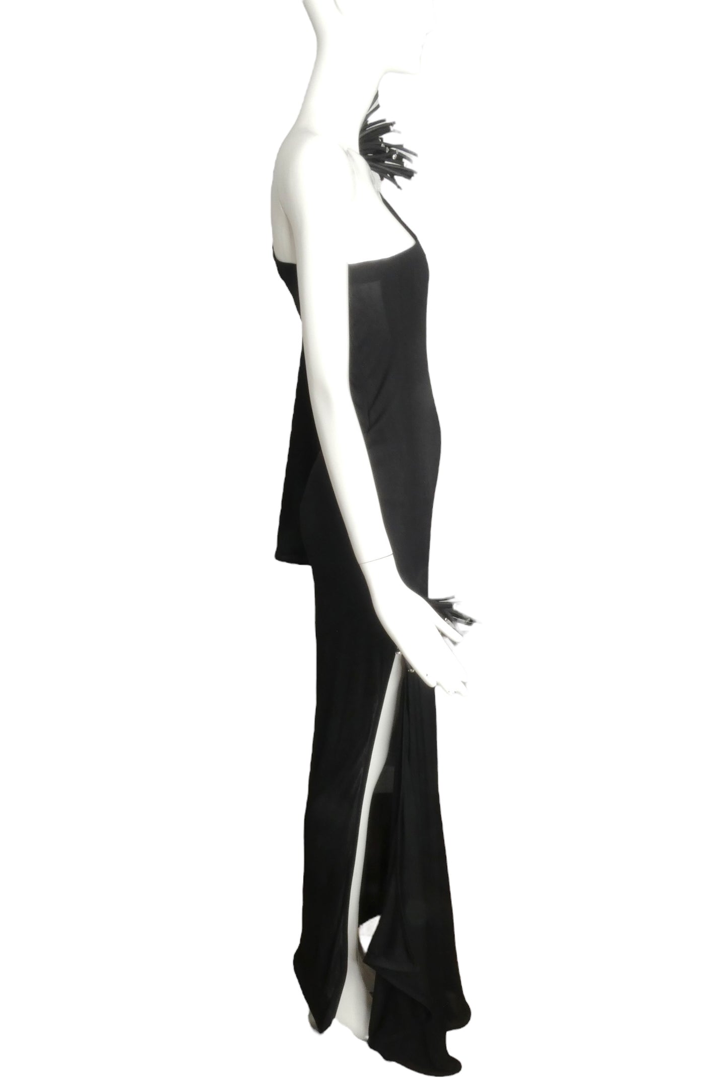 PIERRE CARDIN (HAUTE COUTURE)-2008 Black Jersey Knit Evening Dress, Size 4