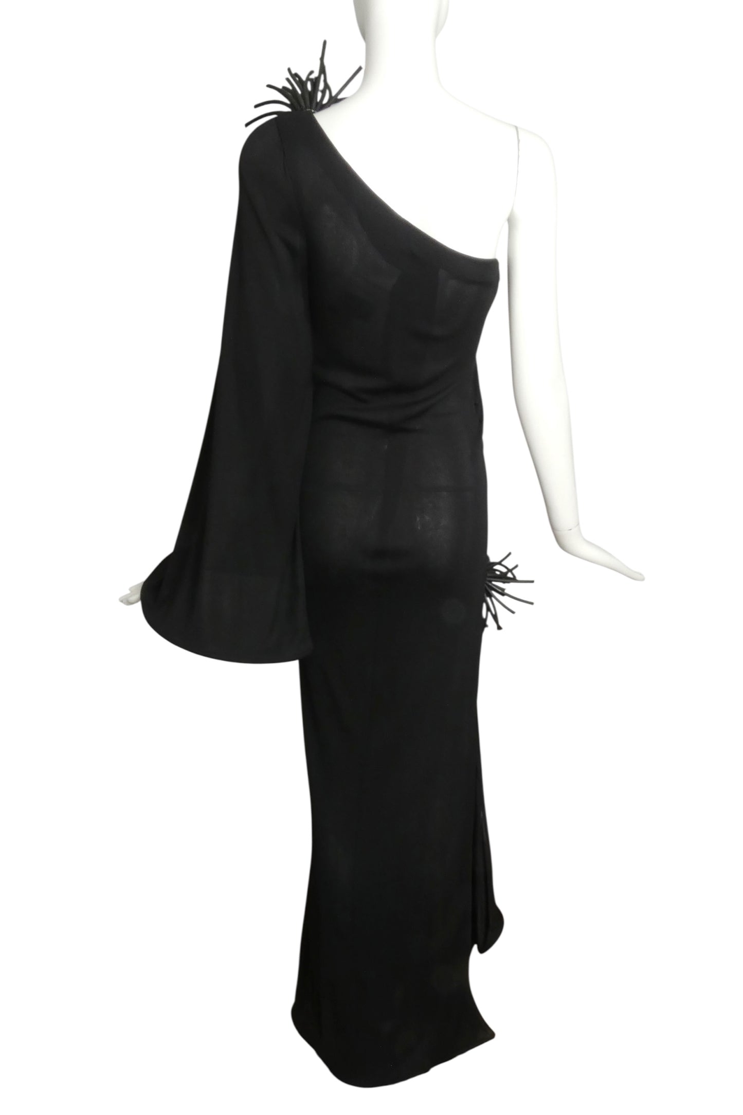 PIERRE CARDIN (HAUTE COUTURE)-2008 Black Jersey Knit Evening Dress, Size 4