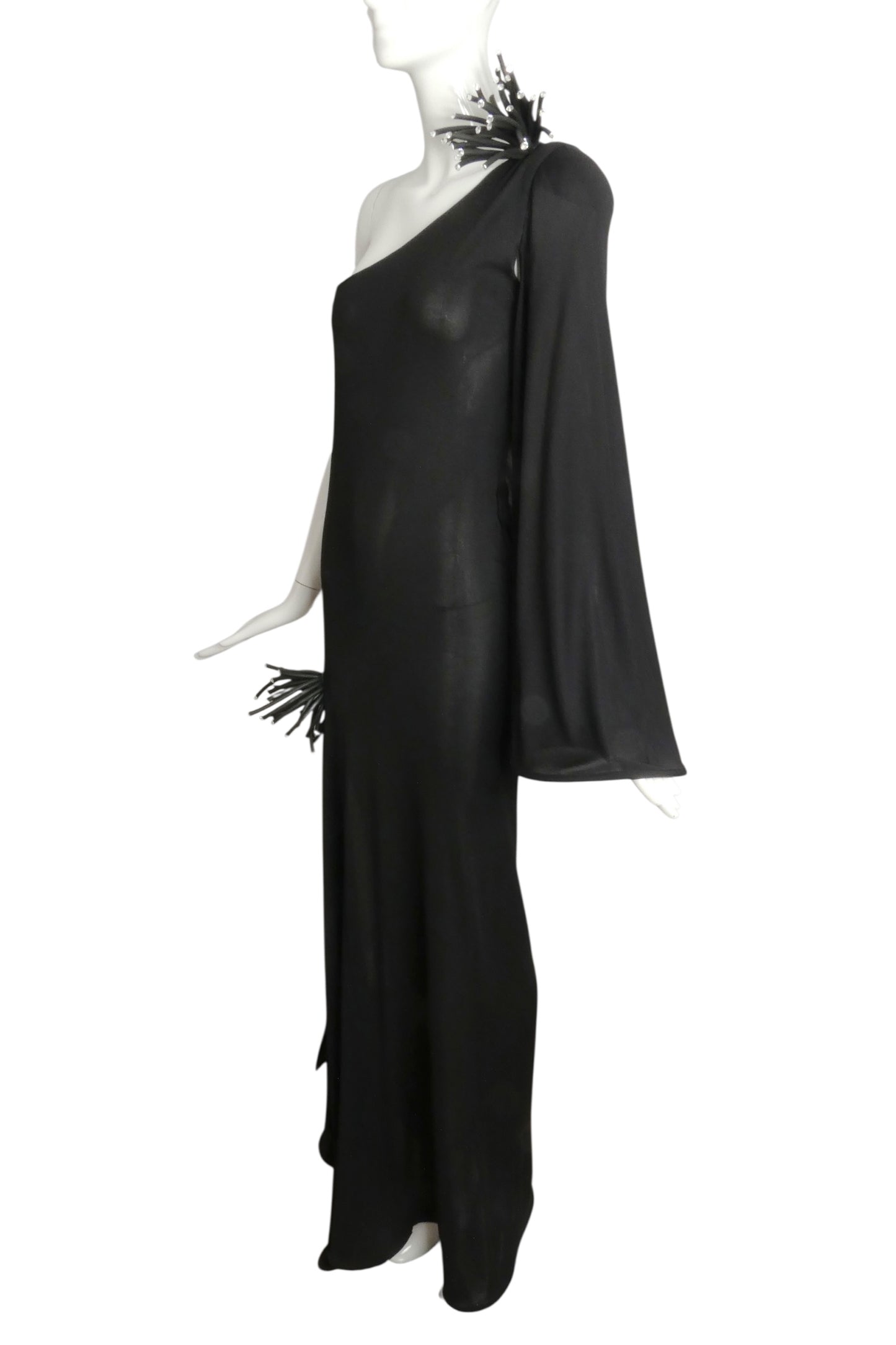 PIERRE CARDIN (HAUTE COUTURE)-2008 Black Jersey Knit Evening Dress, Size 4