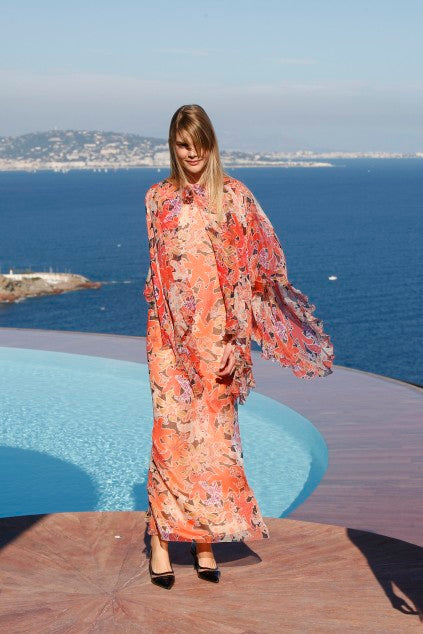 2009 Floral Chiffon Evening Dress, Size 10