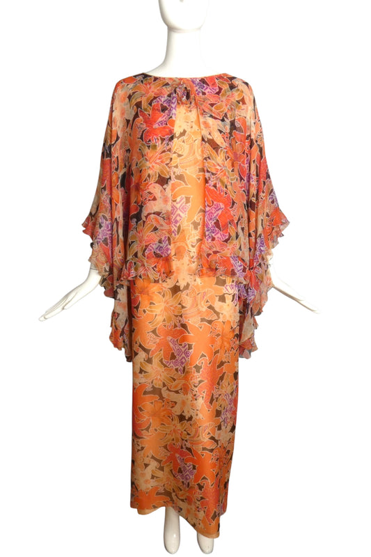 PIERRE CARDIN -2009 Floral Chiffon Evening Dress, Size 10