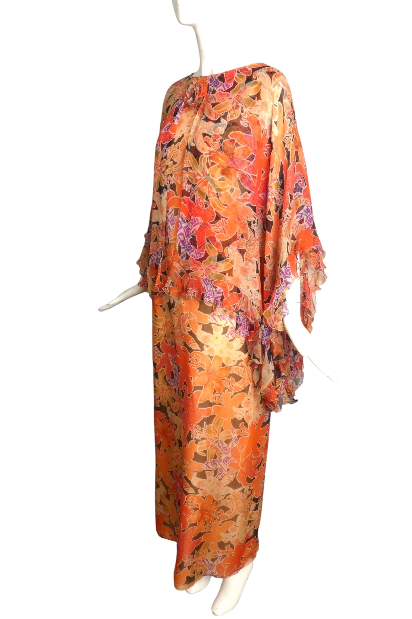 PIERRE CARDIN -2009 Floral Chiffon Evening Dress, Size 10