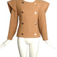 PIERRE CARDIN Boutique-1996 Beige Sculptured Wool Jacket, Size-4