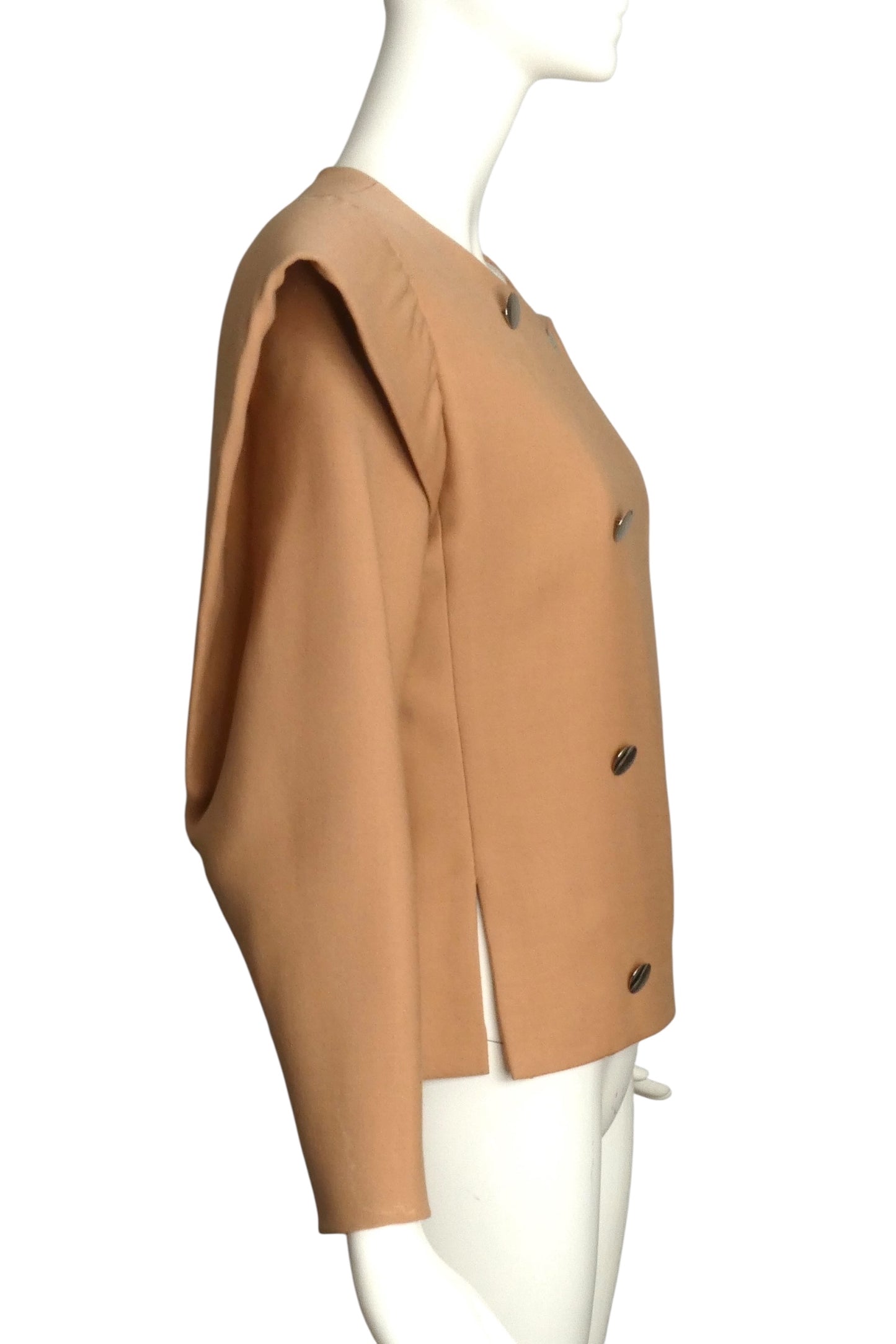 PIERRE CARDIN Boutique-1996 Beige Sculptured Wool Jacket, Size-4