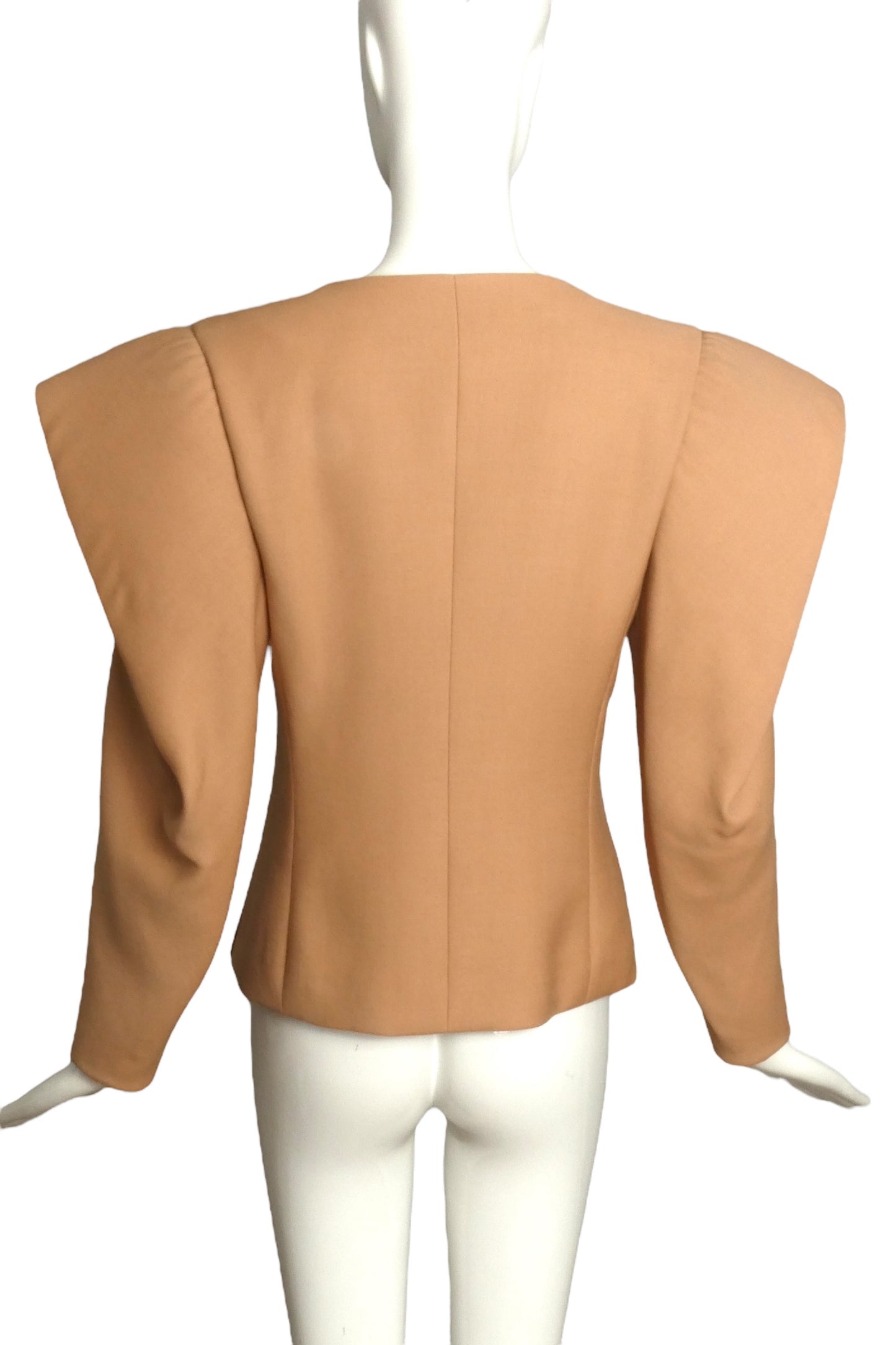 PIERRE CARDIN Boutique-1996 Beige Sculptured Wool Jacket, Size-4