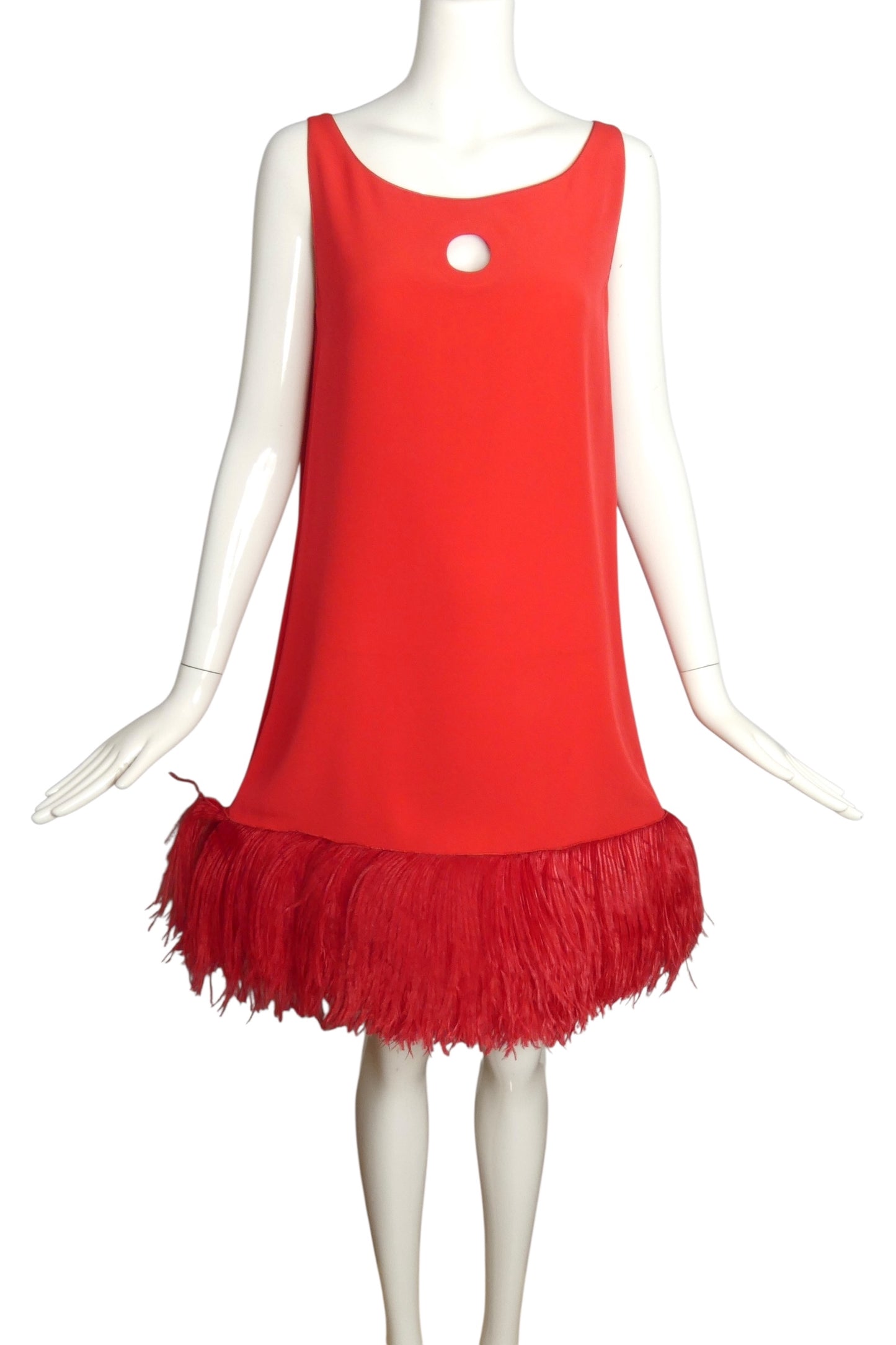 PIERRE CARDIN (HAUTE COUTURE)-2008 Red Crepe Trapeze Dress, Size-6