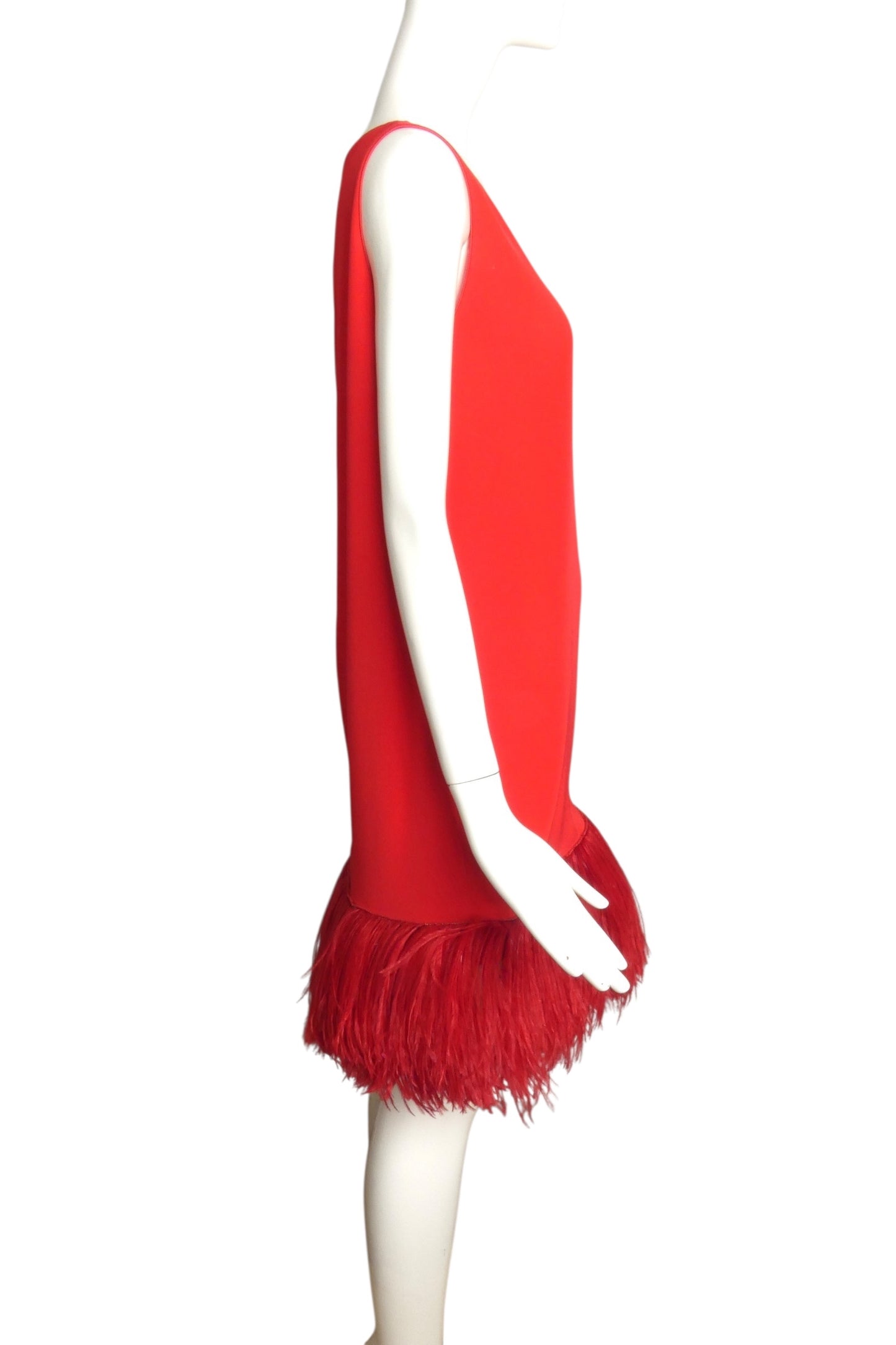 PIERRE CARDIN (HAUTE COUTURE)-2008 Red Crepe Trapeze Dress, Size-6