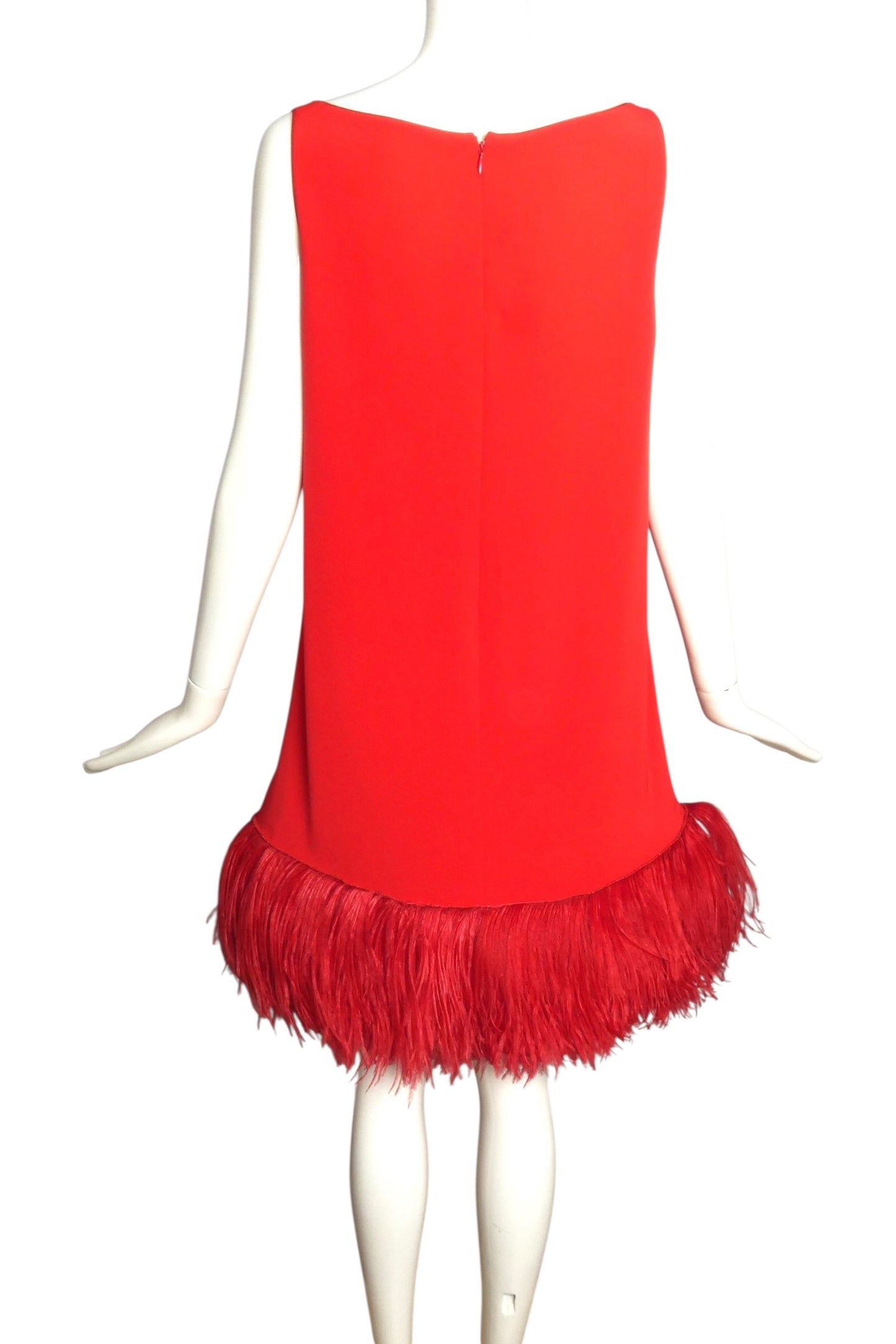 PIERRE CARDIN (HAUTE COUTURE)-2008 Red Crepe Trapeze Dress, Size-6
